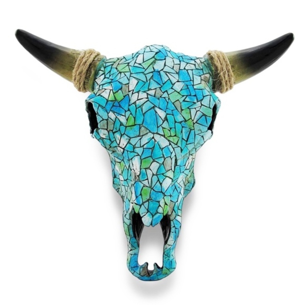 COPY - Mosaic Steer Cow Skull - Polyresin